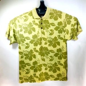 Kahala Mens Polo Rugby Shirt Hawaiian Floral Large